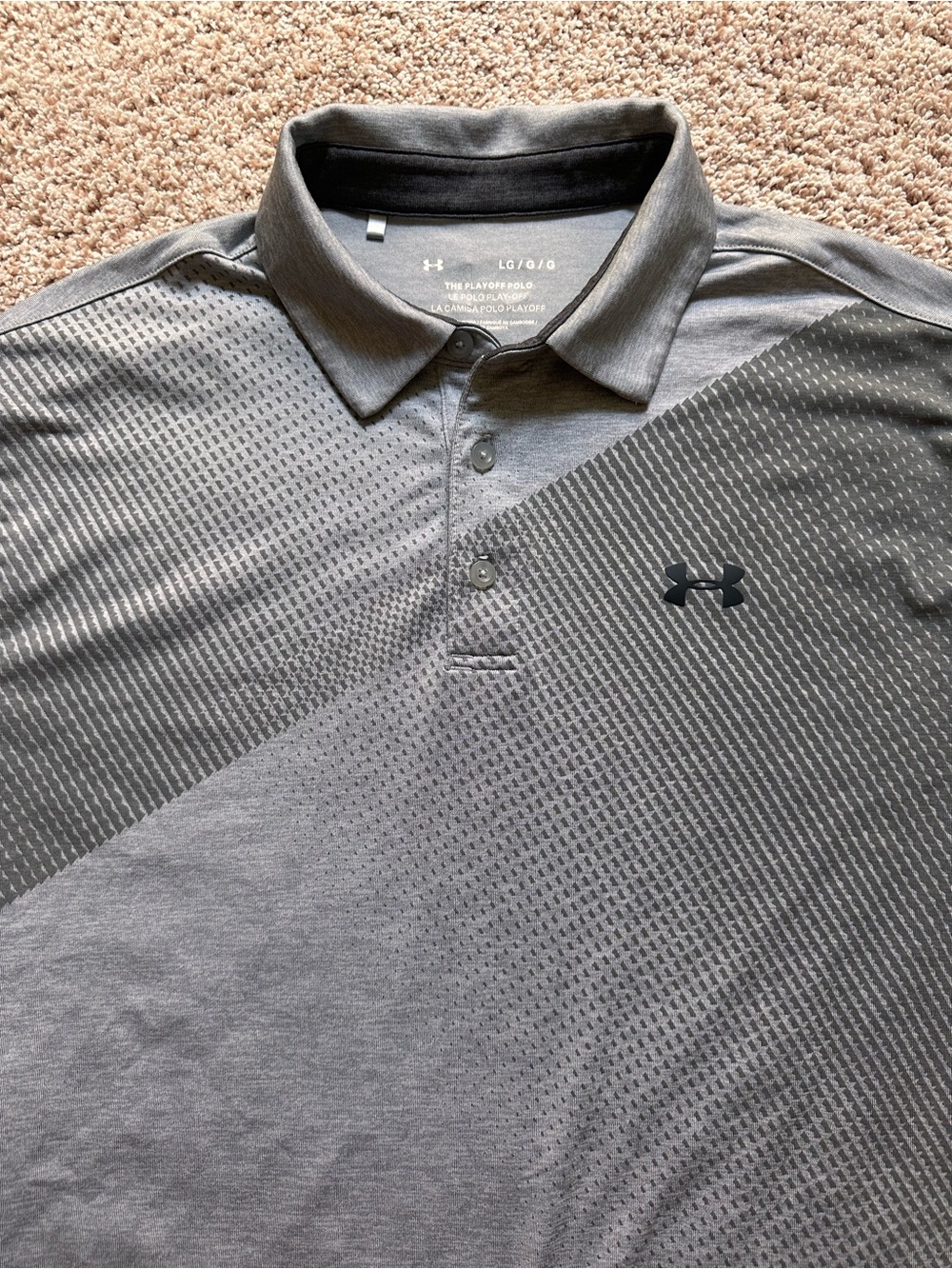 Under Armour Men's Playoff Polo Golf Shirt Gray Black Pattern Size Large